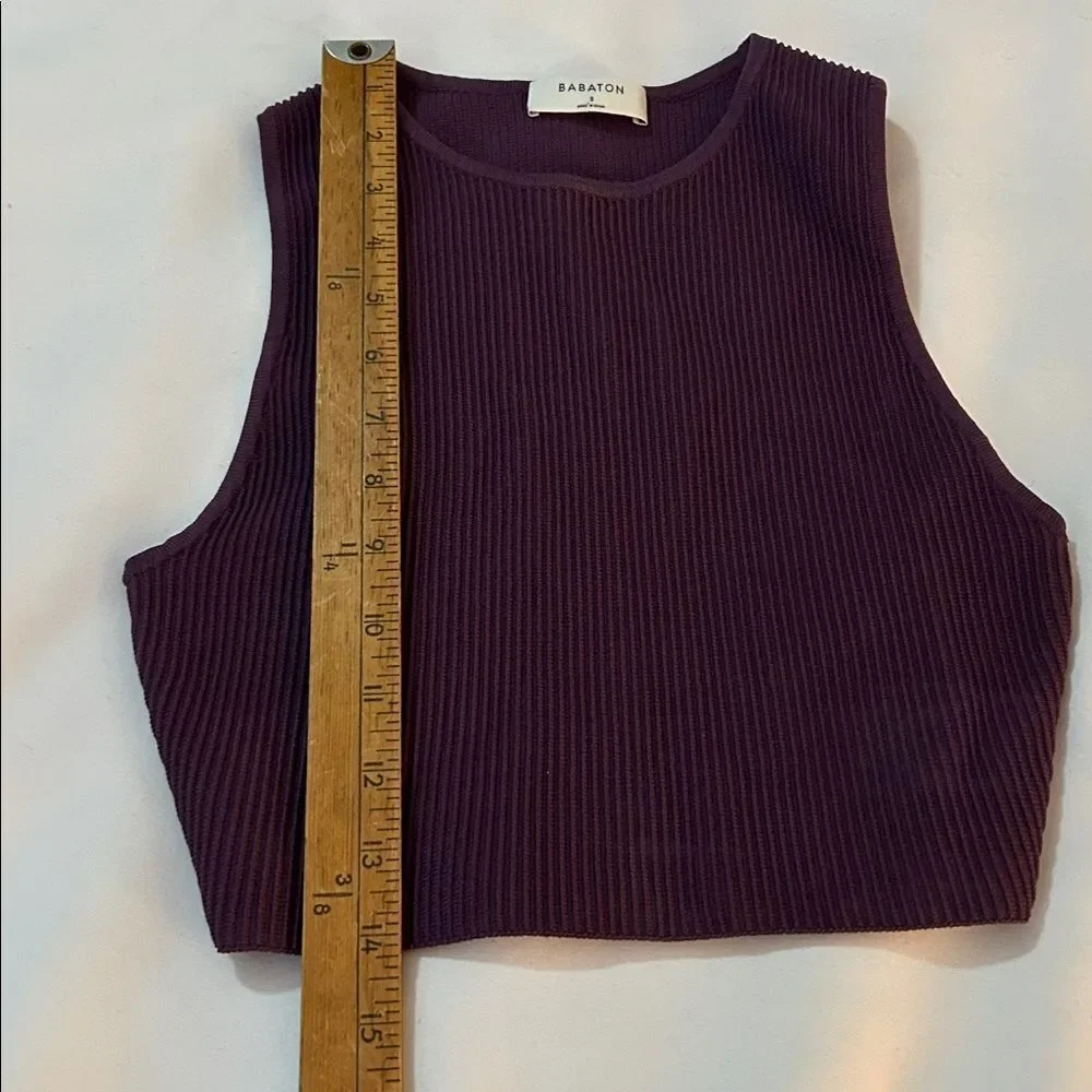 Aritzia Babaton Ribbed Sleeveless Crop Top - Plum small
